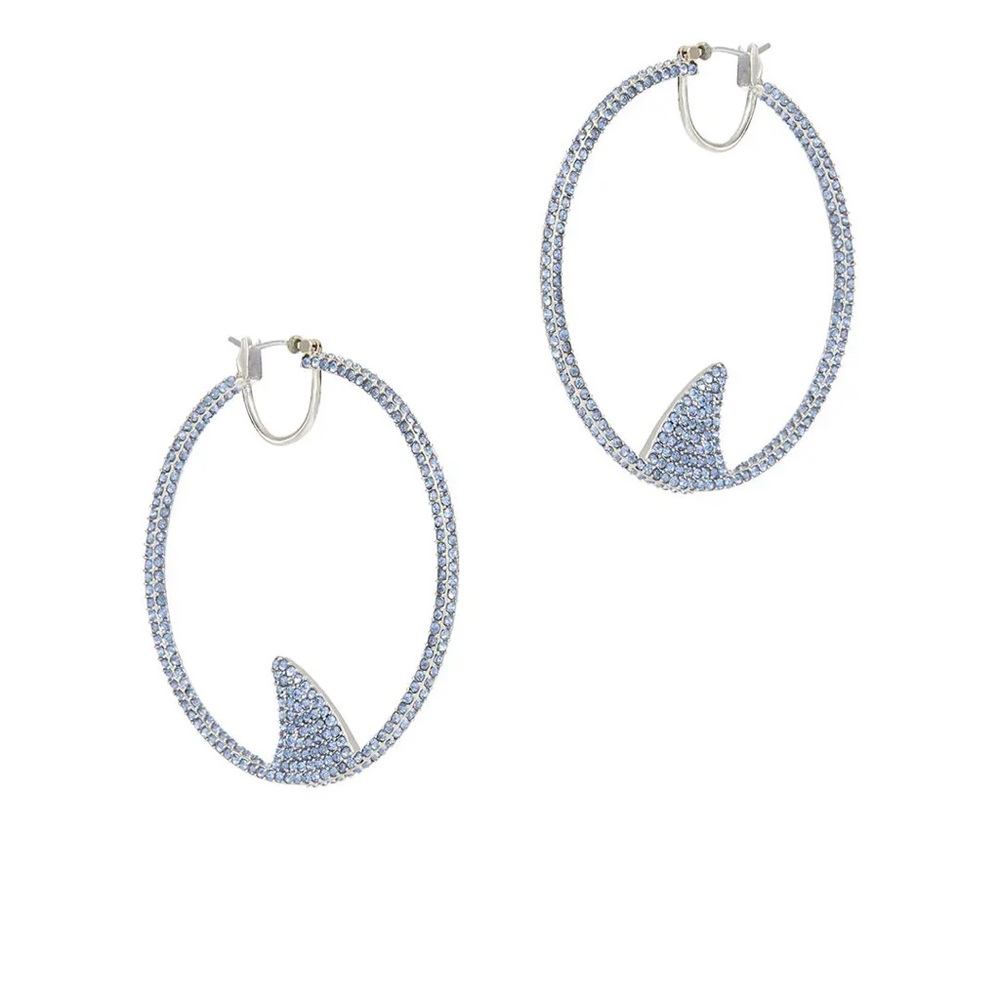 kate spade Light Blue Crystal Shark Fin Hoop Earrings